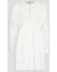 Claudie Pierlot - Ruffled Broderie Anglaise Cotton Mini Dress - Lyst