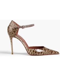 AMINA MUADDI - Ursina Crystal-embellished Printed Patent-leather Pumps - Lyst