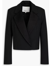 3.1 Phillip Lim - Cropped Double-breasted Satin-paneled Crepe Blazer - Lyst