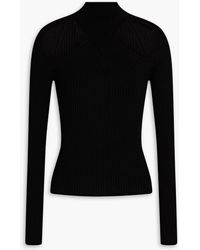 MSGM - Cutout Ribbed And Cable-knit Turtleneck Sweater - Lyst