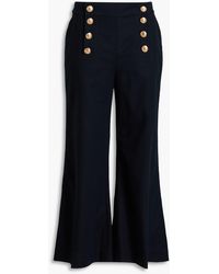 Zimmermann - Cropped Button-embellished Cotton-blend Woven Flared Pants - Lyst