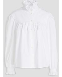 Boutique Moschino - Ruffled Stretch-cotton Poplin Blouse - Lyst