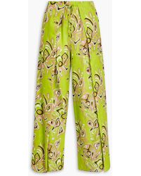 Emilio Pucci - Printed Cotton-blend Wide-leg Pants - Lyst