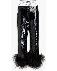 Magda Butrym - Feather-trimmed Sequined Tulle Straight-leg Pants - Lyst