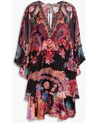 Camilla - Tiered Printed Silk-chiffon Mini Dress - Lyst