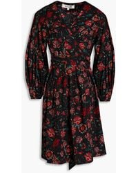 Diane von Furstenberg - Barbe Pleated Floral-print Cotton-blend Poplin Mini Wrap Dress - Lyst