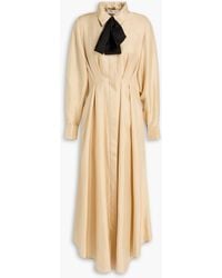 Zimmermann - Pussy-bow Pleated Silk-twill Midi Shirt Dress - Lyst