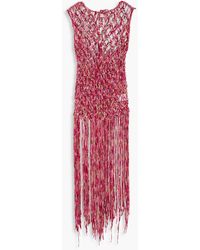 Dries Van Noten - Fringed Printed Open-knit Top - Lyst