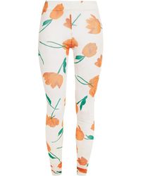 Ganni - Floral-print Stretch-mesh leggings - Lyst