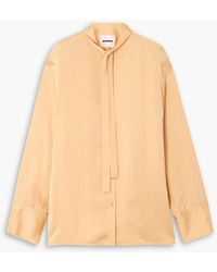 Jil Sander - Tie-Neck Satin Shirt - Lyst