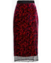 Saloni - Kirsten midirock aus samt mit print und fransen - Lyst