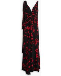 Victoria Beckham - Open-Back Tie-Detailed Gathered Floral-Print Crepe Maxi Dress - Lyst