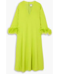 Huishan Zhang - Houston Feather-trimmed Crepe Midi Dress - Lyst