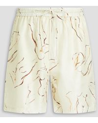 Nanushka - Printed Silk-twill Drawstring Shorts - Lyst