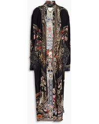 Camilla - Bedruckter kimono aus crêpe de chine aus seide und jersey mit verzierung - Lyst