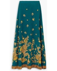 Etro - Ruffled Paisley-print Silk Crepe De Chine Maxi Skirt - Lyst