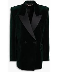 Victoria Beckham - Double-Breasted Satin-Trimmed Velvet Blazer - Lyst