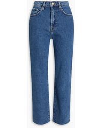 7 For All Mankind - Logan Stovepipe Cropped High-rise Straight-leg Jeans - Lyst