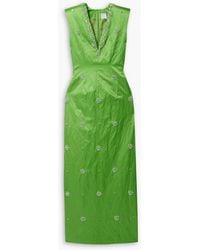 Huishan Zhang - Shirin Crystal-Embellished Crinkled-Satin Gown - Lyst