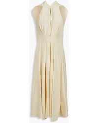 Victoria Beckham - Cutout Pleated Silk-crepe Midi Dress - Lyst