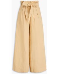 Ulla Johnson - Gitana Belted Cotton, Linen And Silk-blend Wide-leg Pants - Lyst