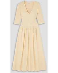 Sea - Juni Smocked Cotton Midi Dress - Lyst