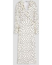 Claudie Pierlot - Midi-wickelkleid aus twill mit polka-dots und rüschen - Lyst