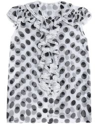 Dolce & Gabbana - Ruffle-trimmed Polka-dot Silk-blend Chiffon Blouse - Lyst