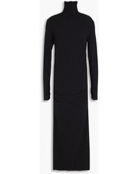 James Perse - Ruched Cotton-blend Jersey Turtleneck Maxi Dress - Lyst