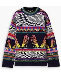 Stella McCartney - Keep In Touch Oversized Jacquard-knit Wool-blend Sweater - Lyst