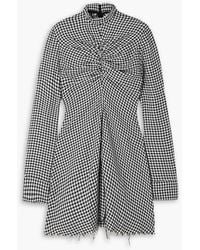 Marques'Almeida - Ruched Houndstooth Cotton Turtleneck Mini Dress - Lyst