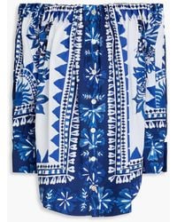 FARM Rio - Off-The-Shoulder Printed Cotton-Poplin Top - Lyst