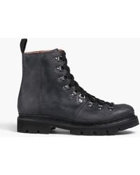Grenson - Nanette Distressed Textured-leather Combat Boots - Lyst