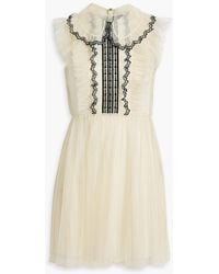 RED Valentino - Ruffled Embroidered Tulle Mini Dress - Lyst