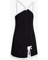 MSGM - Bow-embellished Two-tone Satin-crepe Mini Dress - Lyst