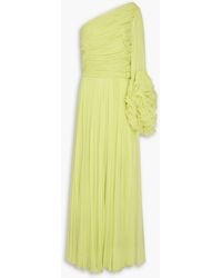 Costarellos - Aziza One-Shoulder Gathered Silk-Georgette Gown - Lyst