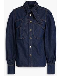 Zimmermann - Tie-Neck Denim Shirt - Lyst