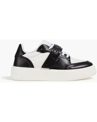 Ganni - Two-tone Canvas And Faux Leather Sneakers - Lyst