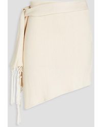 Savannah Morrow - Asymmetric Fringed Cotton And Silk-blend Mini Skirt - Lyst