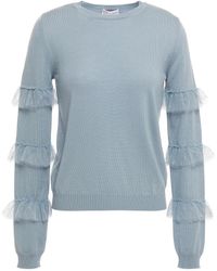 RED Valentino - Point D'esprit-trimmed Wool Sweater - Lyst