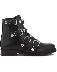 Maje Embellished Leather Ankle Boots Black