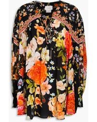 CAMILLA - Crystal-Embellished Floral-Print Silk Crepe De Chine And Chiffon Blouse - Lyst
