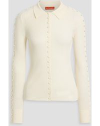 Altuzarra - Button-detailed Ribbed Wool And Silk-blend Top - Lyst