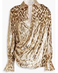 Jonathan Simkhai - Luella Wrap-effect Fil Coupé Lurex And Silk-blend Blouse - Lyst