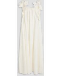 FARM Rio - Floral-appliquéd Linen-blend Midi Dress - Lyst