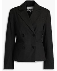 Ganni - Double-breasted Woven Blazer - Lyst