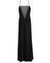 Stella McCartney - Silk Organza-paneled Satin-crepe Maxi Dress - Lyst