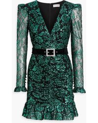 Rebecca Vallance - Pixie Ruched Metallic Corded Lace Mini Dress - Lyst