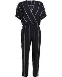 Maje Wrap-effect Jacquard Jumpsuit Midnight Blue