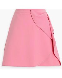 RED Valentino - Ruffled Crepe Mini Skirt - Lyst